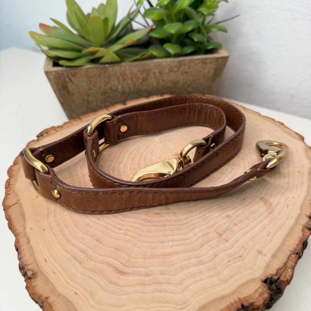 Unbranded Handbag Strap Women Brown‎ Leather Brass Hardware Boho 33"
